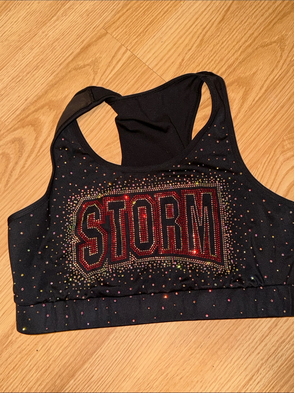 Black 'Storm' Rhinestone Sports bra Top